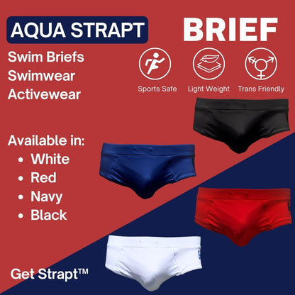 Aqua Strapt Swim Briefs, Transgender FTM Swimwear with Packer Pouch by Get Strapt