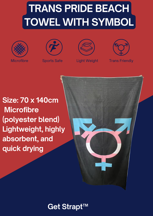 Beach Towel - Trans symbol in Trans Pride colours