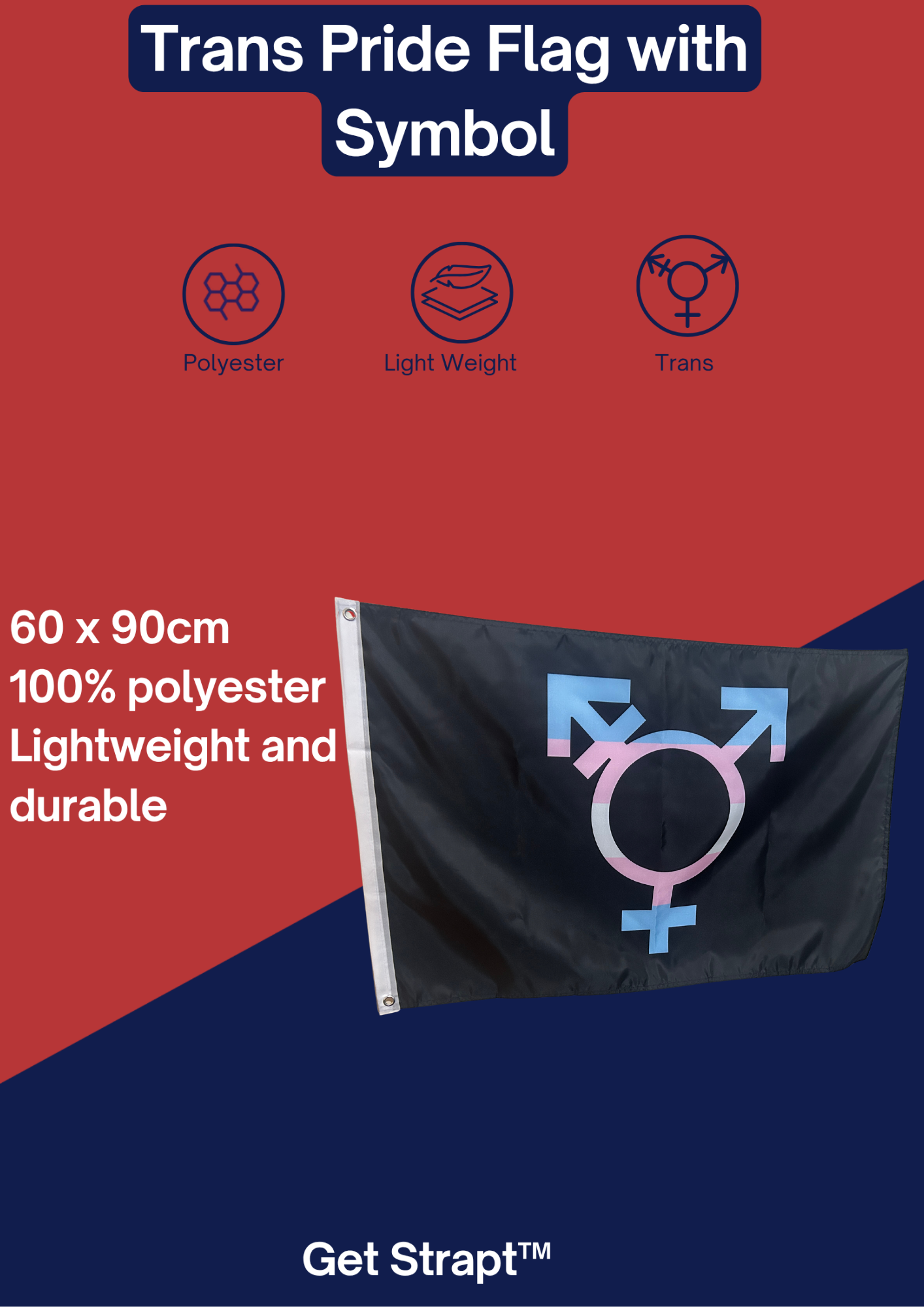 Trans pride Flag-Trans symbol in Trans Pride colours